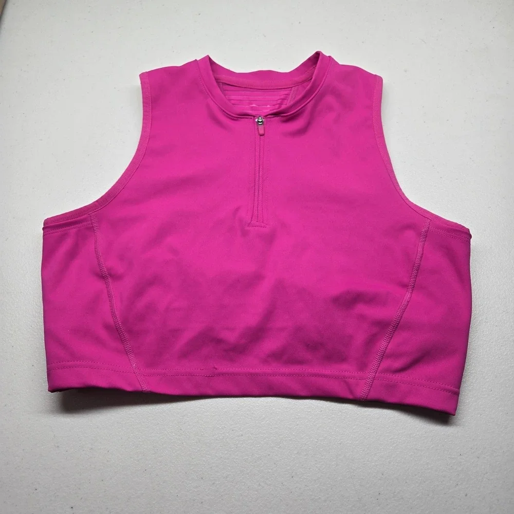 Nike Women Sports Bra Large Pink Pro Dri FIT Pullover  Zipper Pullover READ